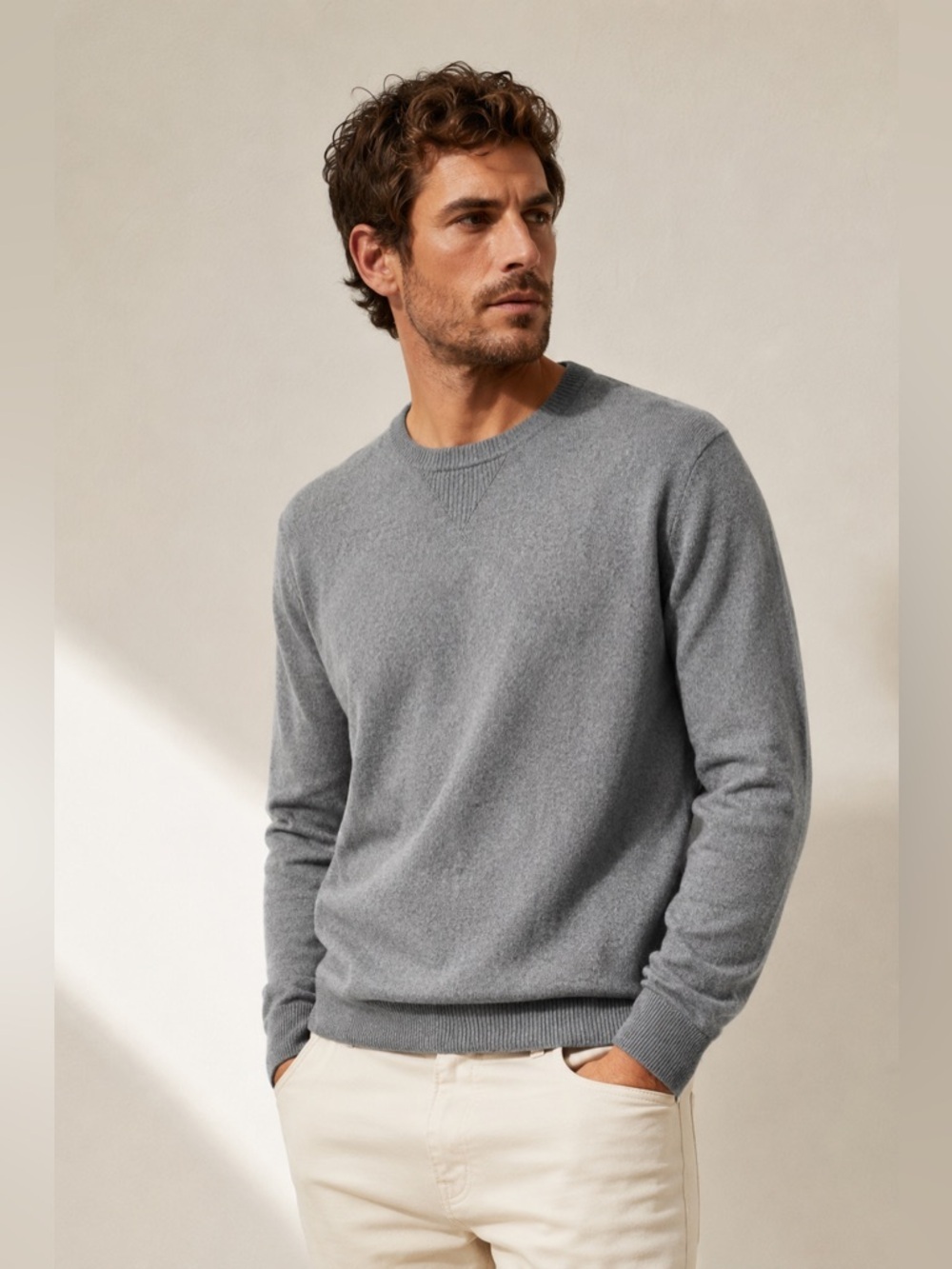 1901 Mens Gray Lightweight Cotton Cashmere Blend Sweater Sz XL Quiet Luxury